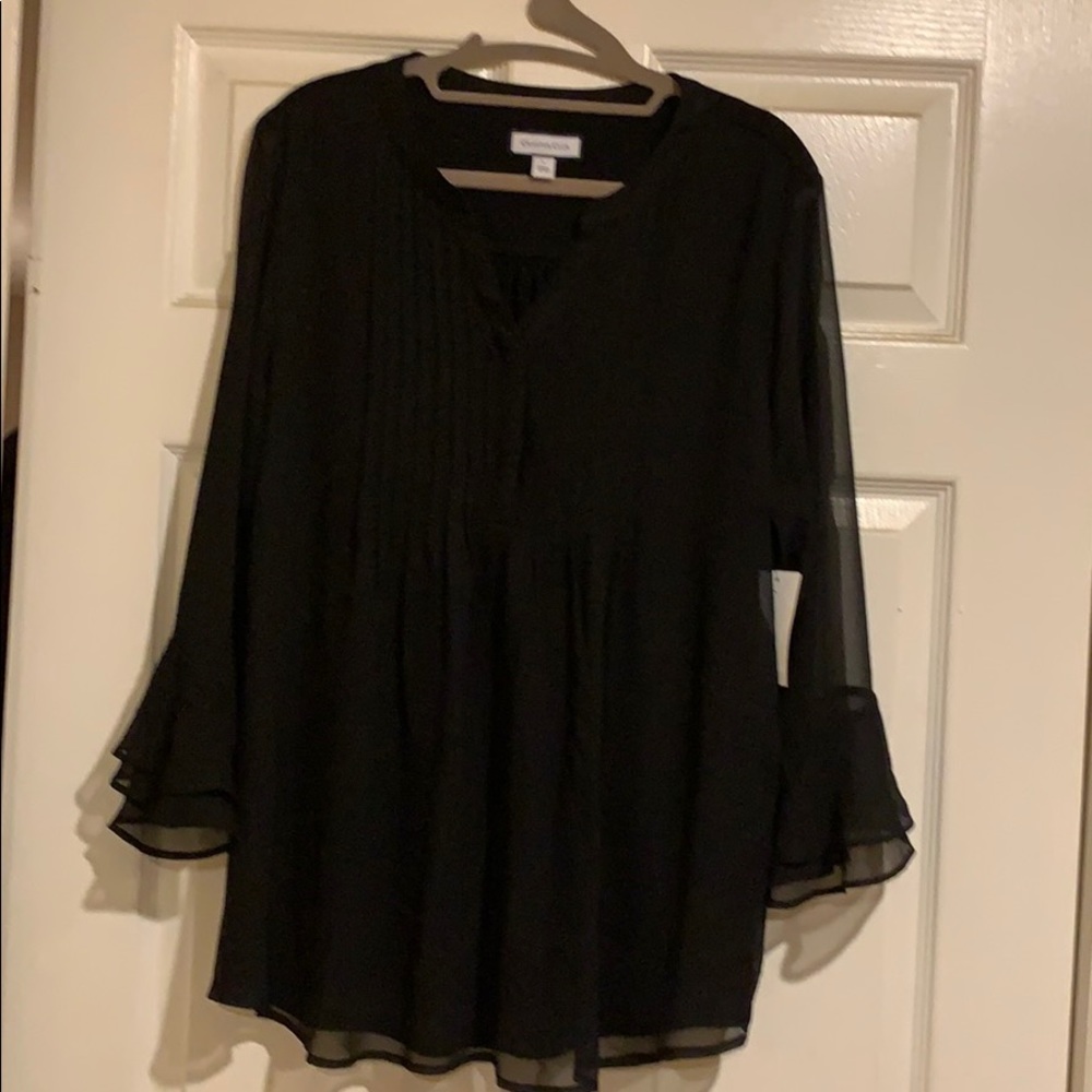 Sheer black blouse with lining in front and back